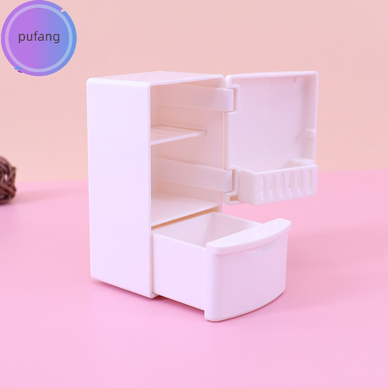 Pufang Tủ Lạnh Đồ Chơi mini Màu Trắng Tỉ Lệ 1 / 12 Trang Trí Nhà Búp Bê vn