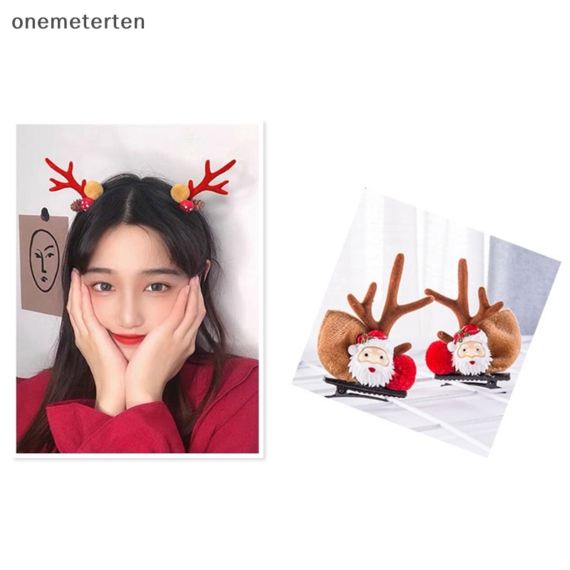 1 Cặp Kẹp Tóc Hình Nơ / Ông Già Noel / Tuần Lộc Giáng Sinh Năm Mới Cho Bé Gái