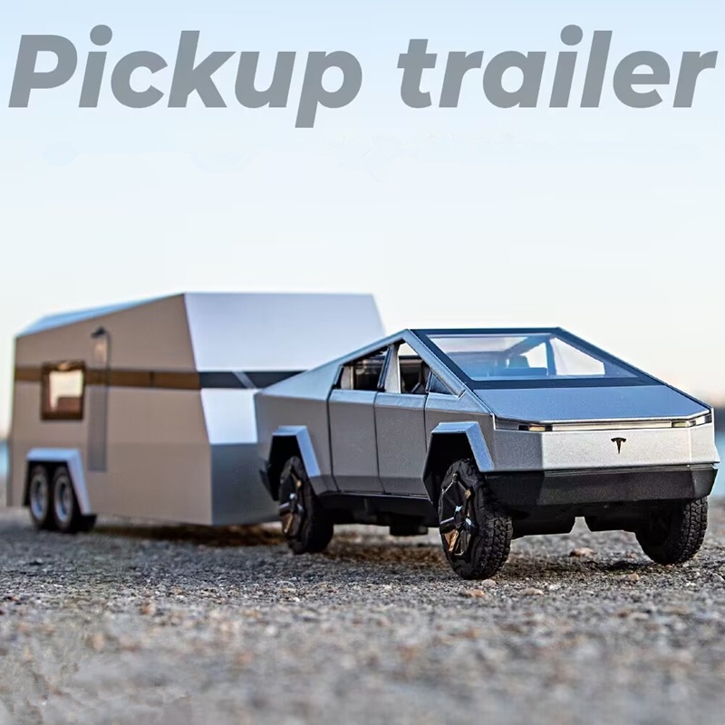 1/32 tesla cybertruck pickup trailer mô hình ô tô hợp kim diecasts kim loại xe off-road xe tải