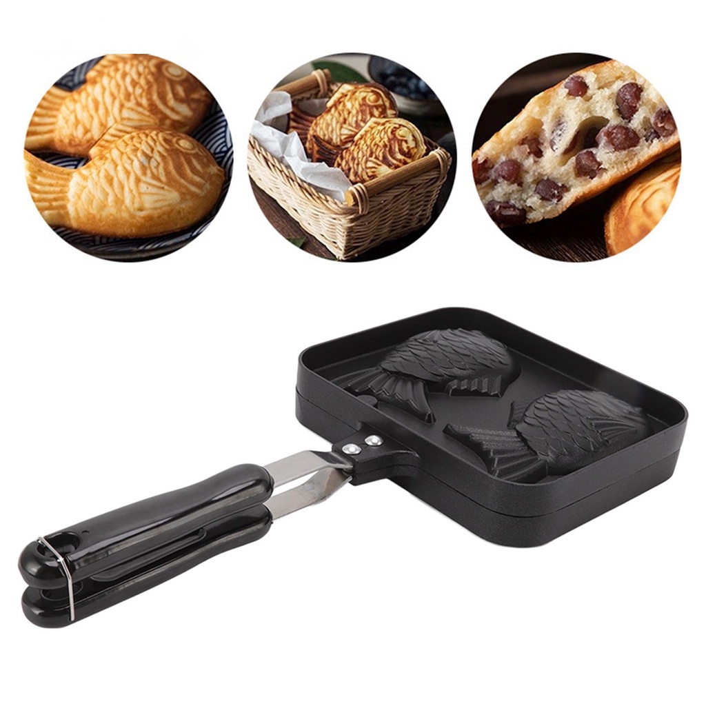 GEEK02 Chảo Làm Bánh Mì taiyaki Hình Cá Hai Mặt Chống Dính