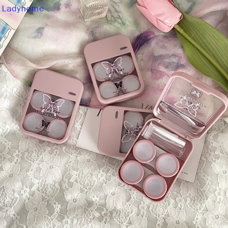 1 Bộ Hộp Đựng Kính Áp Tròng mini Hình Bướm Màu Tím Đen Có Gương Dành Cho Bạn Nữ vn
