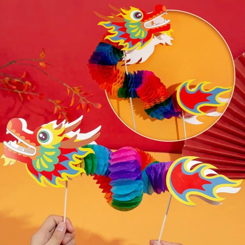 Đồ Chơi Rồng Trung Hoa Kéo Hoa Thủ Công Bằng Giấy Sáng Tạo Cho Trẻ Em