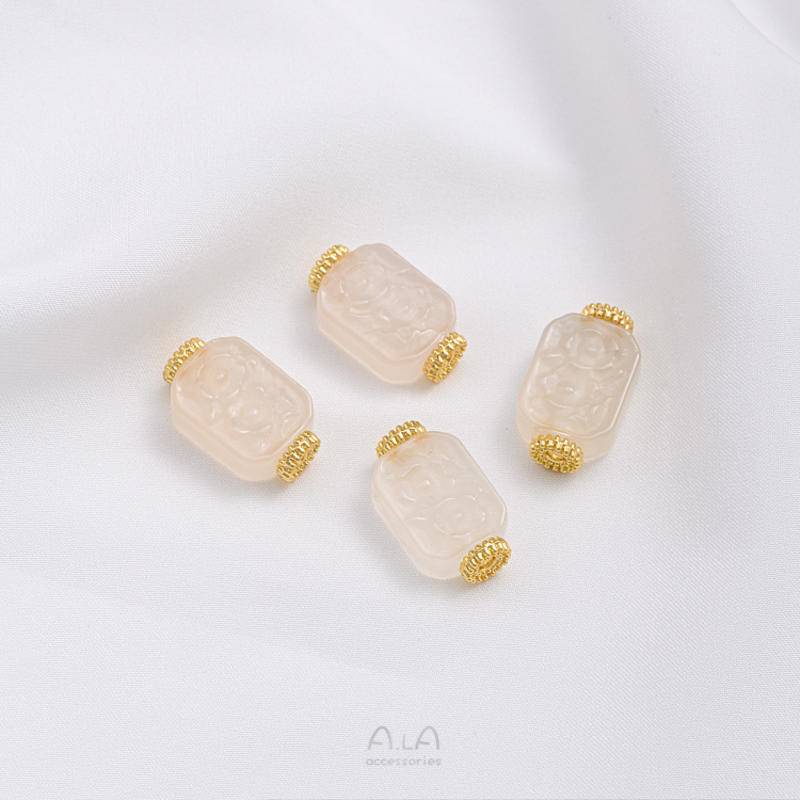 Mặt Dây Chuyền Mã Não Trắng Tự Nhiên Hình Cá koi Thỏ Dễ Thương