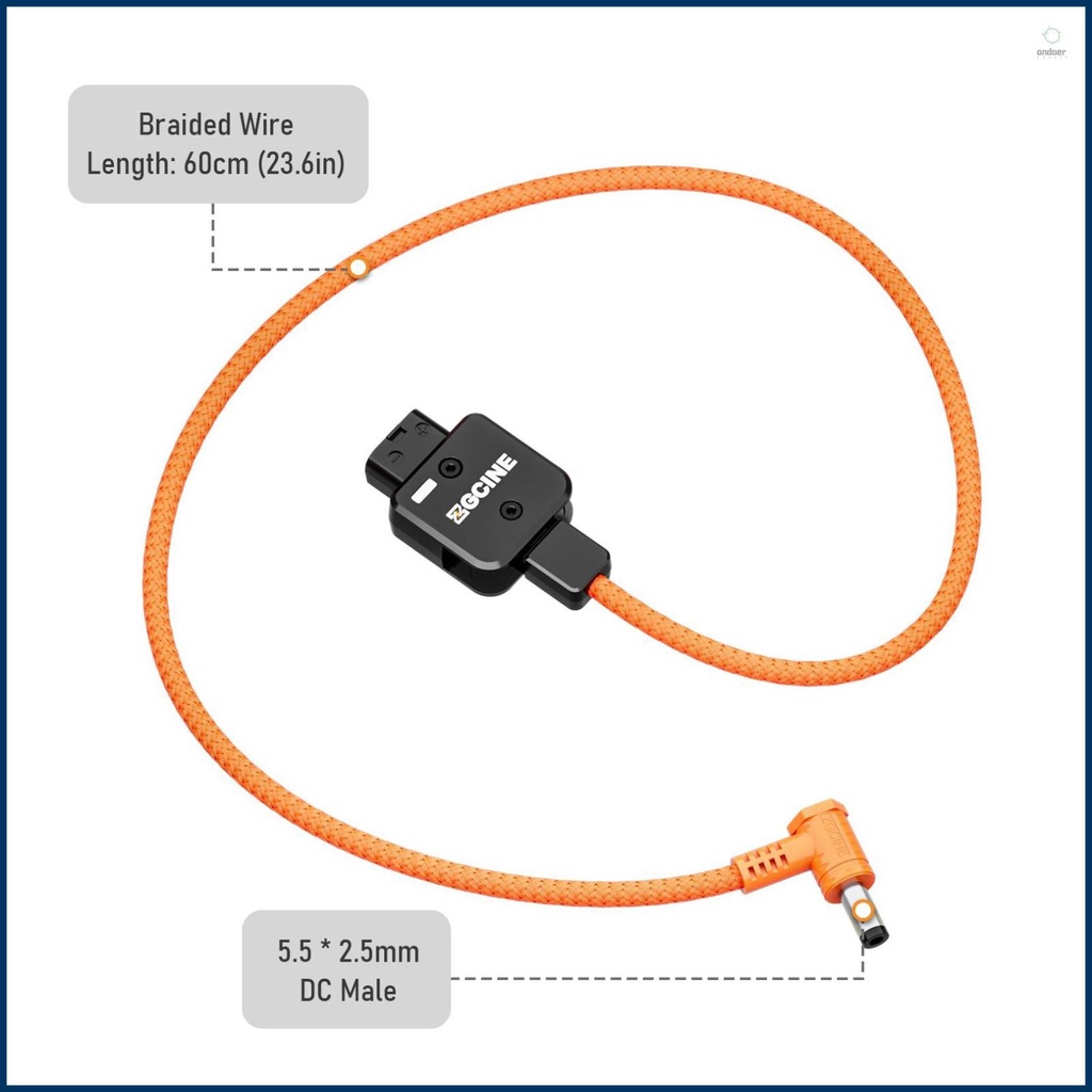Dây Cáp Kết Nối zgcine d- tap Sang 5.5 * 2.5mm dc Dài 60cm Dài 180Cm°Dây Bện Có Thể Xoay Tương Thích Với Pin Màn Hình v-mount / gold mount light dslr rig