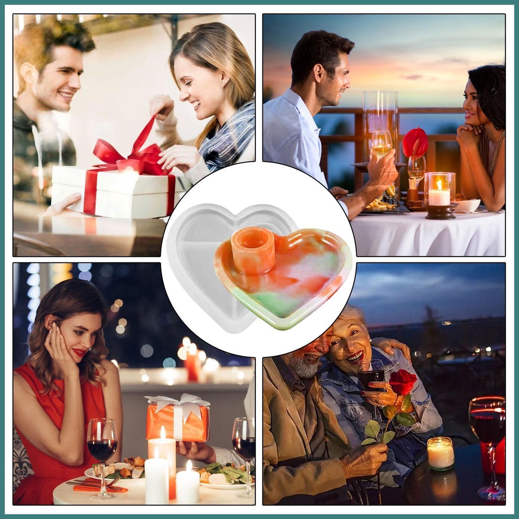 Khuôn Làm Giá Đỡ Nến Hình Trái Tim / Tròn Bằng Nhựa resin diy