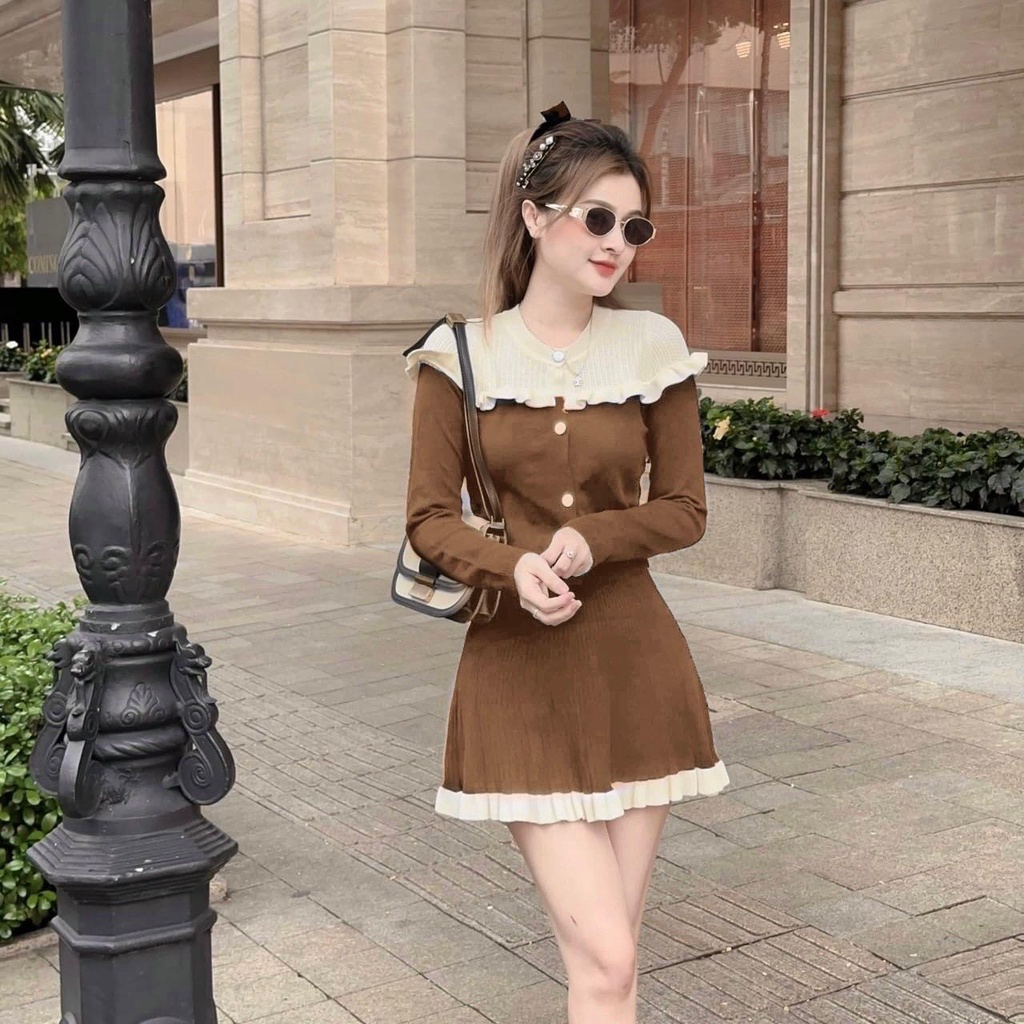 Set Váy Áo Croptop Có Lót Quần Đen Vải Thun Tăm Bigsize 50-100kg