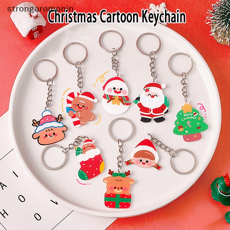 St Móc Chìa Khóa Bằng acrylic Hình Ông Già Noel Hoạt Hình Dễ Thương Làm Quà Tặng Giáng Sinh Cho Bạn Gái / Túi Xách