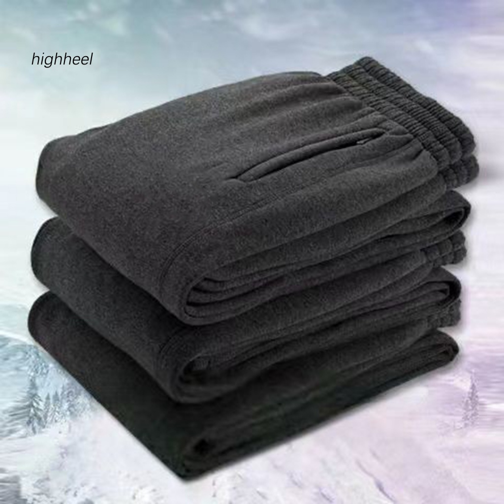 Quần Nỉ Giữ Ấm Mùa Đông Với Túi Lưng Thun Và Túi Khóa Kéo Cho Nam Thời Tiết Lạnh