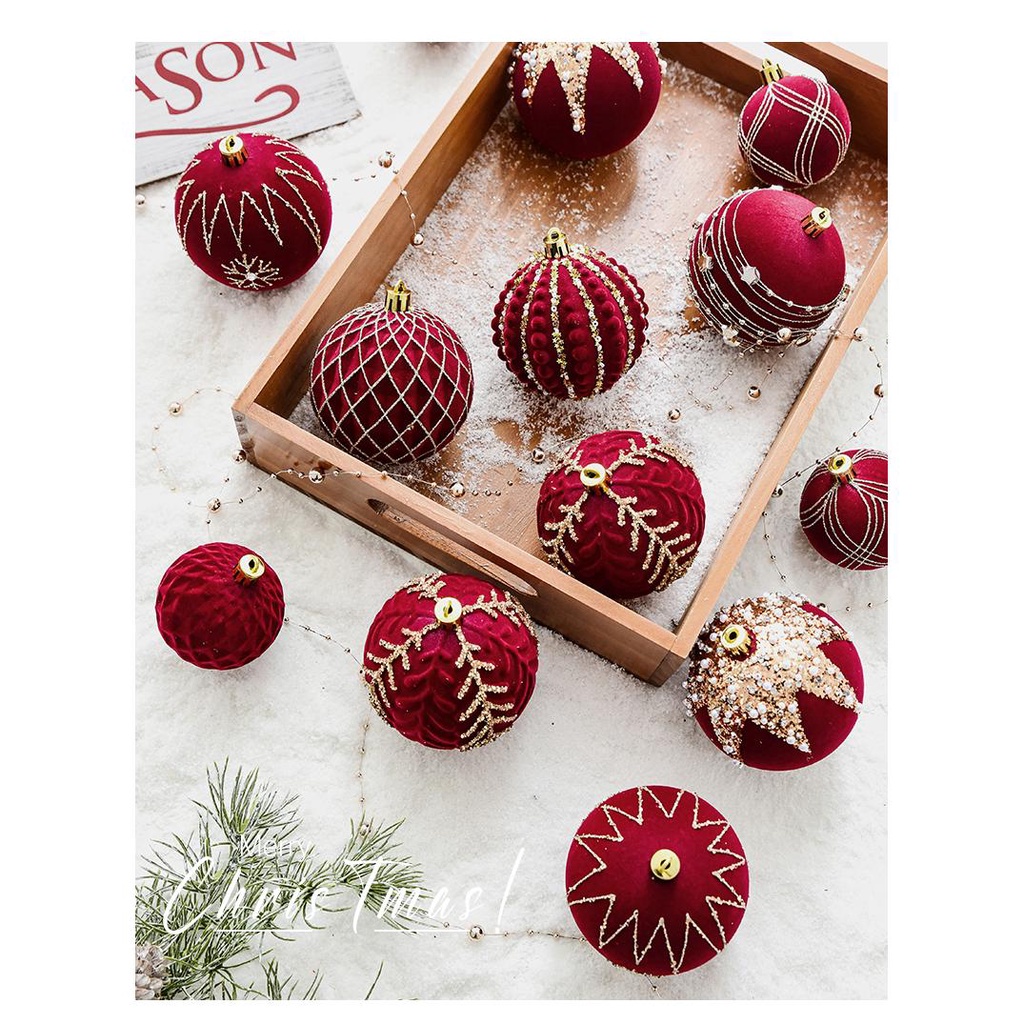 Noki Quả Châu Màu Đỏ Sẫm Trang Trí Cây Thông Noel diy
