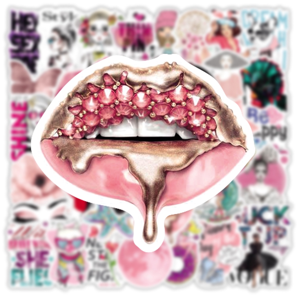 Bộ 50 Miếng Dán Trang Trí Mũ Bảo Hiểm / Bút Chì Chống Thấm Nước Họa Tiết graffiti vsco Độc Đáo