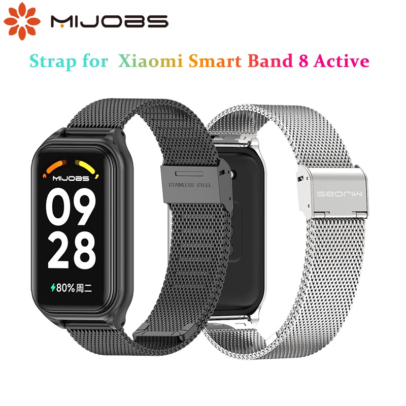 MIJOBS Dây Đeo Thay Thế Bằng Thép Không Gỉ Cho Đồng Hồ Thông Minh xiaomi band 8 xiaomi band 8 active