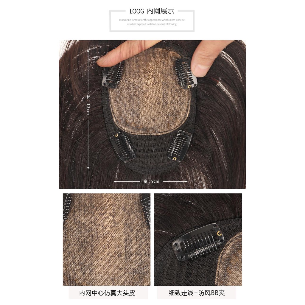 Miếng Dán Tóc Giả Màu Trắng Tự Nhiên Che Phủ Tóc Mái Bằng Lông Thú Thay Thế Dành Cho Bạn Nữ