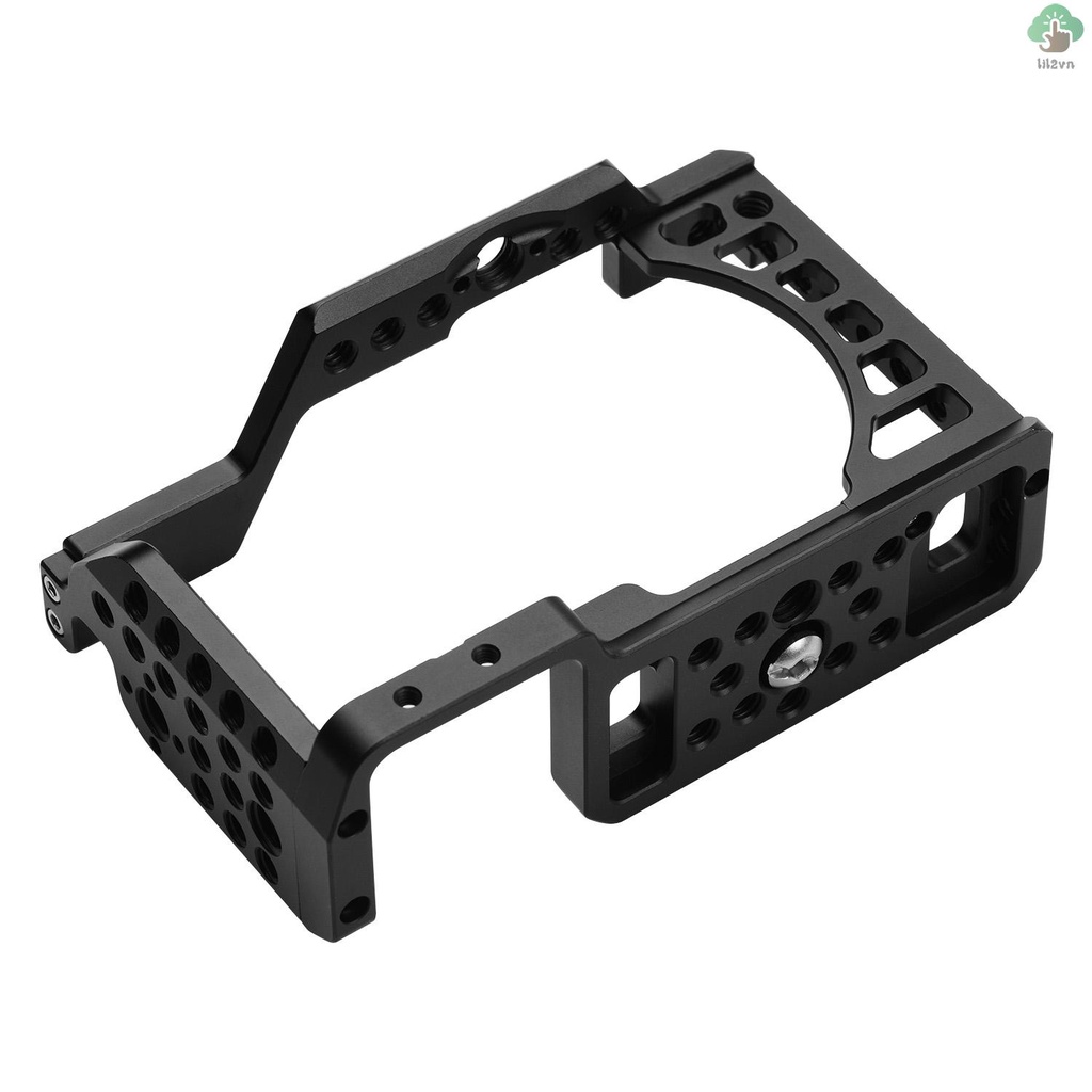 Aluminum Alloy Camera Cage Rig with Cold Shoe Mount ARRI Locating Hole 1/4 3/8 Threaded Holes Replacement for  A6000/A6100/A6300/A6400/A6500 Cameras