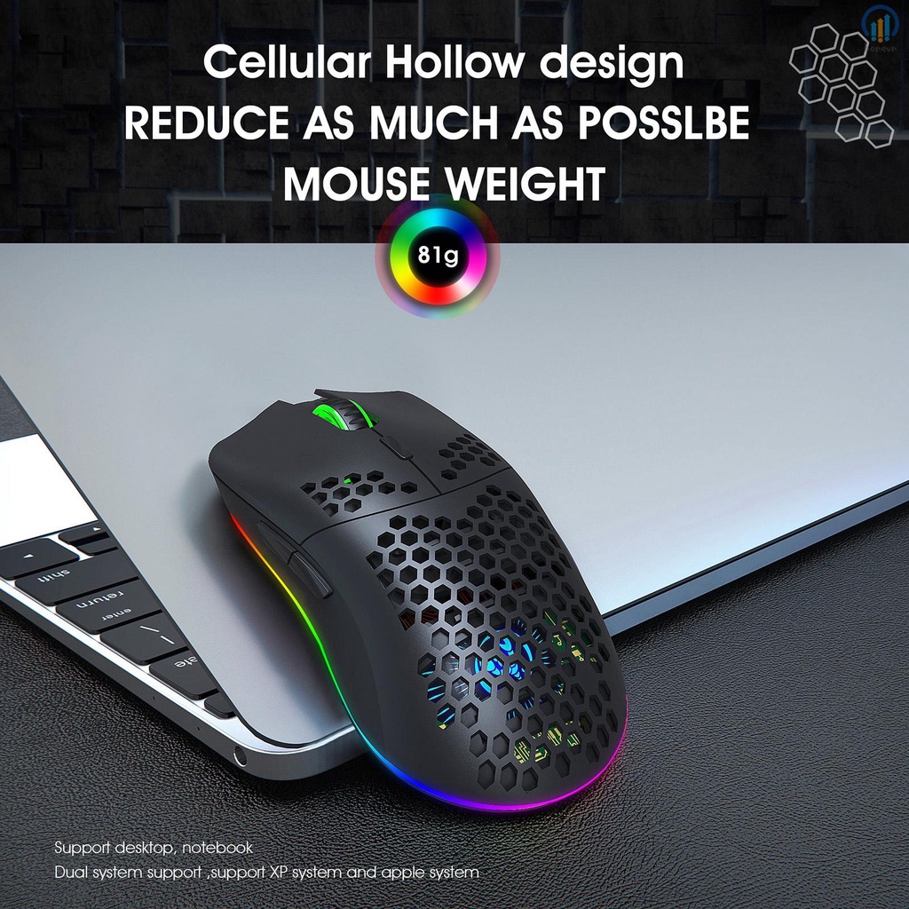 HXSJ T66 RGB Wireless Gaming Mouse with RGB Lighting Charging Computer Accessory for Desktop Laptop White