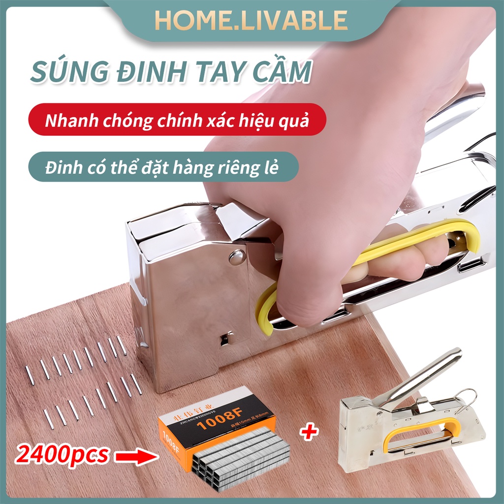Súng bắn ghim cầm tay Máy bấm ghim cầm tay khí nén- Ghim vào gỗ KHÔNG cần điện khung tranh tường