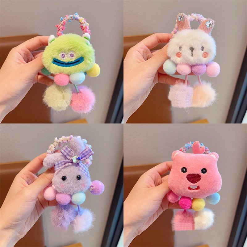 Dây Cột Tóc Đuôi Ngựa Cao Hình Quái Vật Hoạt Hình Dễ Thương Cho Bé Gái