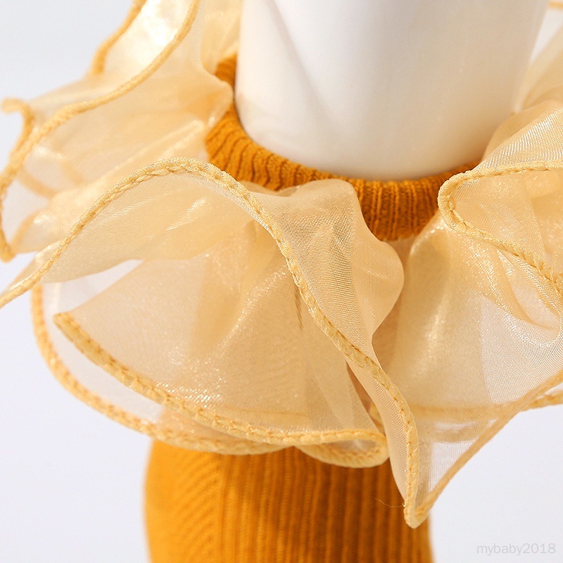 Vớ cotton Mềm Mại Phối Ren Thoáng Khí Không Trượt Cho Bé Gái Sơ Sinh