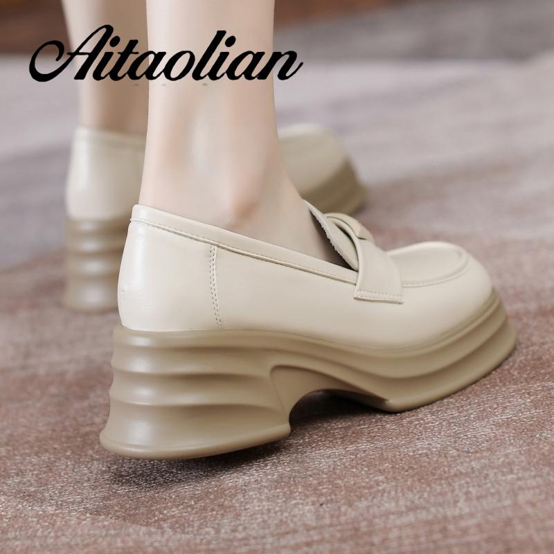 Giày Da Cao Gót 6cm Phong Cách retro Anh Quốc Cho Nữ