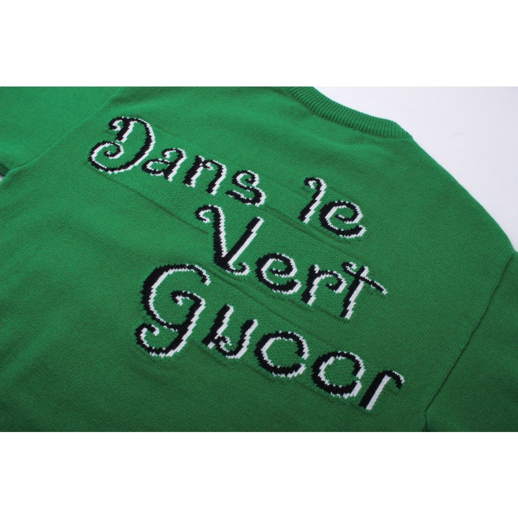 Áo Hoodie Dệt Kim Màu Xanh Lá Cây Thiết Kế Thương Hiệu gg 23ss Phong Cách Thể Thao Đường Phố Sang Trọng Dành Cho