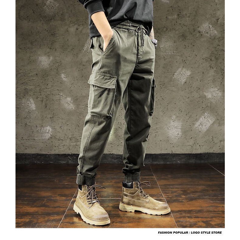 Quần Legging cotton Nguyên Chất Dáng Rộng Phong Cách Quân Đội Cho Nam