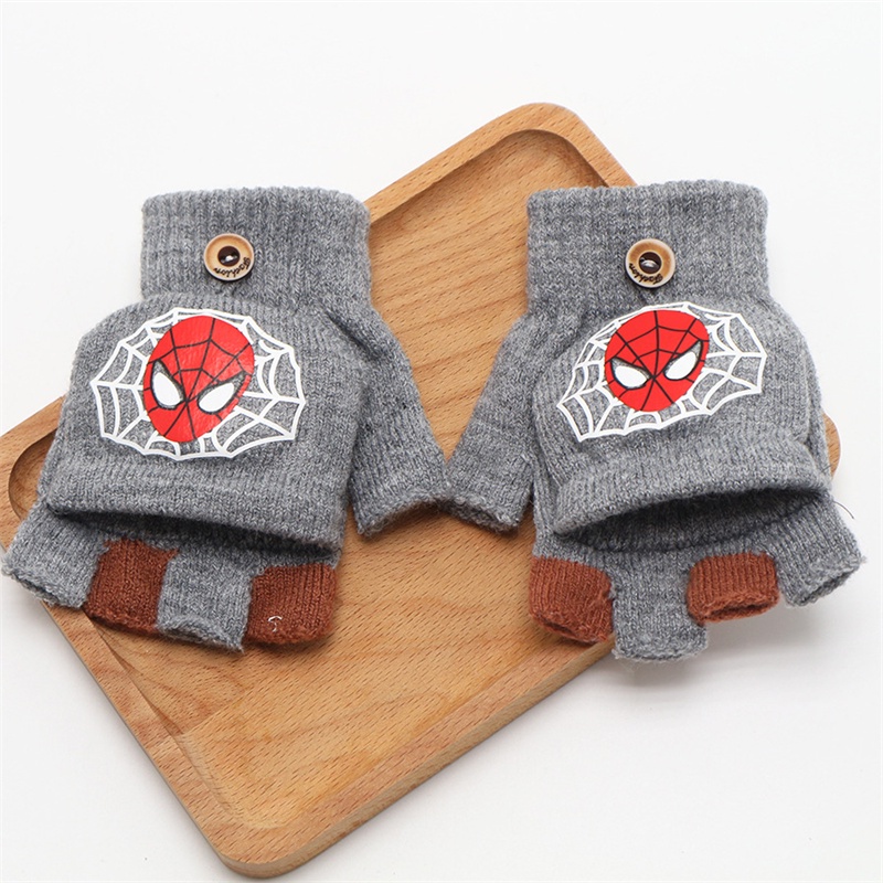 SUPER KIDS Găng Tay Hở Ngón Chống Lạnh Dày Dặn Cho Bé Trai Và Bé Gái Dễ Thương