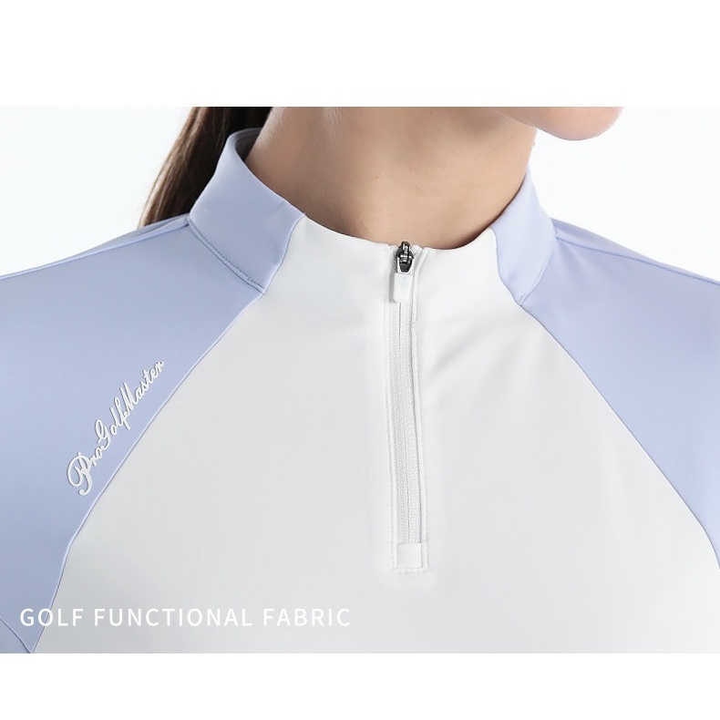 Pgm Áo Thun Thể Thao Đánh golf Tay Dài Phối Dây Kéo Cổ Mềm Co Giãn Dành Cho Nữ