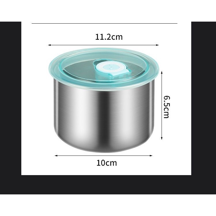 Bát / tô dáng tròn đựng bảo quản thực phẩm Inox 304 có nắp đậy tiện dụng 10x6.5cm KNY
