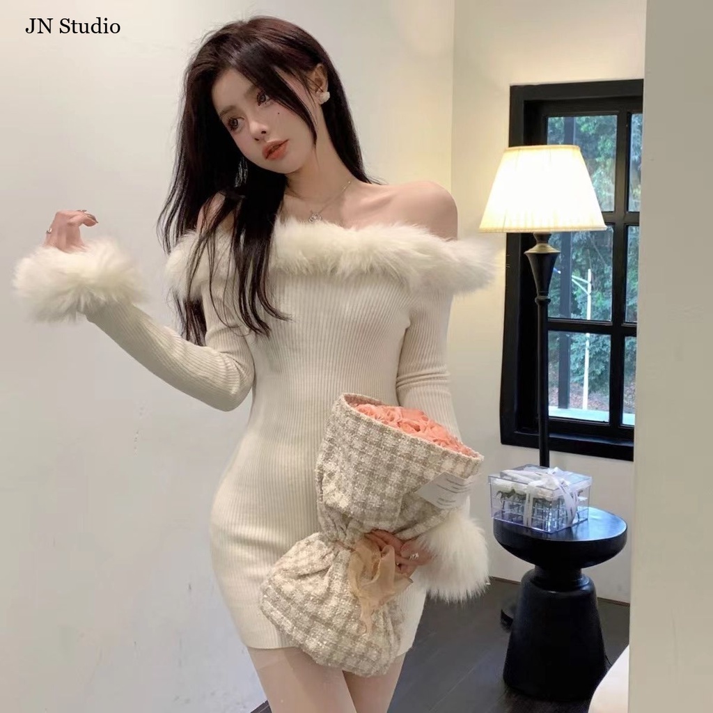 JN Studio Chic váy nữ Đầm Body Cho thời váy Cổ điển Đơn giản Korean hàn quốc WLQ23B0PBL 46Z231117