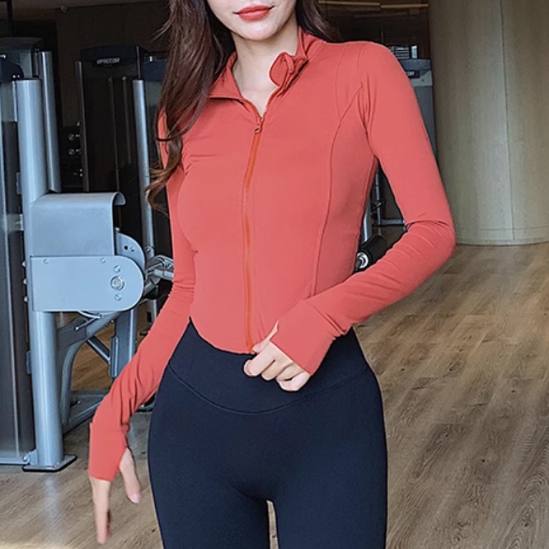 Áo khoác thể thao Beautytrend tay dài phối khóa kéo thời trang cho nữ tập yoga