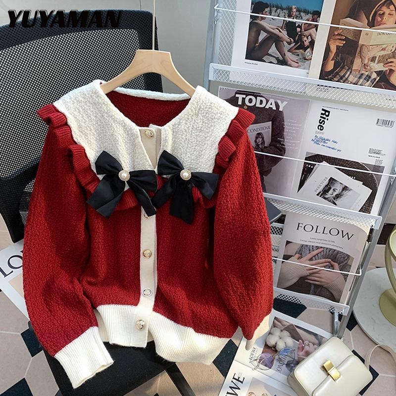 YUYAMAN Áo Len noel áo khoác cardigan Fashion Hàn Phong Trendy Vintage WXF23B0Q0T 46Z231118