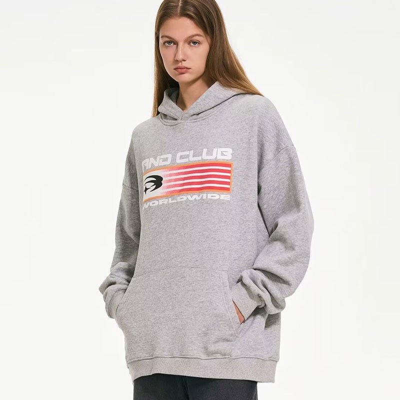 Áo hoodie VUNC dáng rộng in chữ phong cách đường phố Mỹ cá tính cho nam