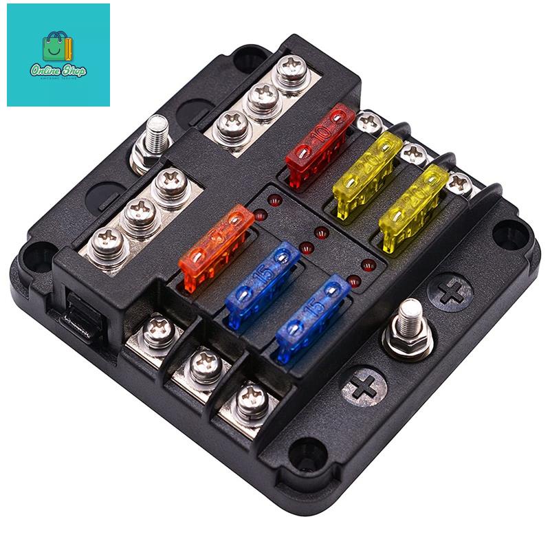 Hộp Cầu Chì Kèm Giá Đỡ Cầu Chì 6 Chiều Có Đèn led Cho Tàu Thuyền / Xe Hơi / Xe Tải / Tàu Thuyền 12v