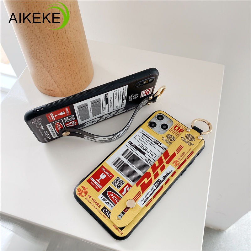 Ôp Điện Thoại Silicon Dẻo Họa Tiết Logo dhl Kèm Dây Đeo Cổ Tay & Vòng Tay Cho xiaomi mi 9 se mi 8 lite note 10 pro a3 lite Vỏ