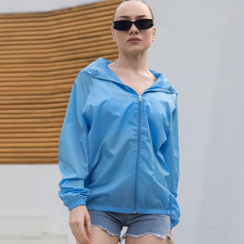 Nurgaz Áo Khoác Chống Nắng Bằng Lụa Lạnh Thoáng Khí Có Mũ Trùm Thời Trang Unisex