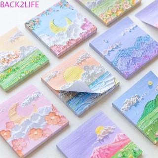Back2liệp Giấy Ghi Chú Vẽ Tranh Sơn Dầu Phong Cảnh Dễ Thương Dùng Trong Trường Học / Văn Phòng