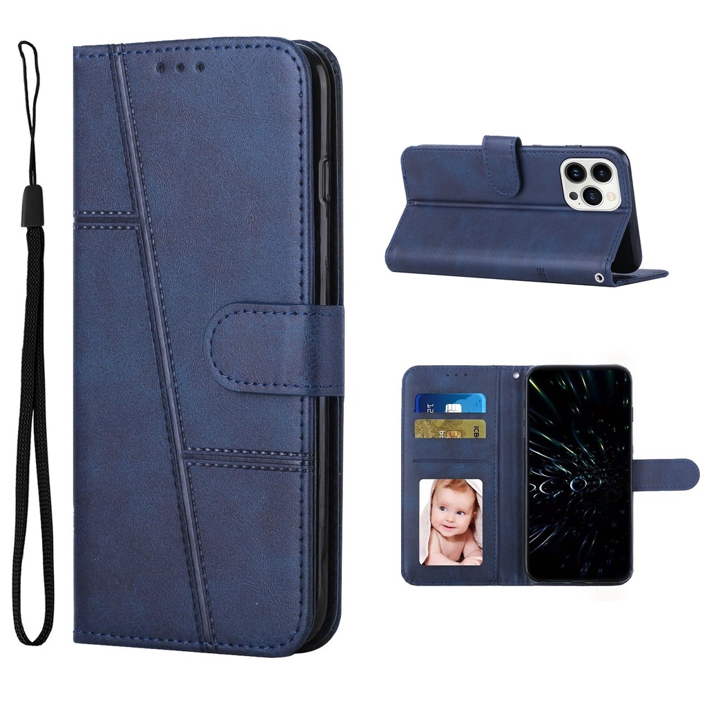 Cho iphone 13 pro max 13pro 13mini 12 pro max 12pro 12mini Bao Da Điện Thoại Dạng Ví Nắp Lật Nam Châm Có Ngăn Đựng Thẻ Và Dây Đeo