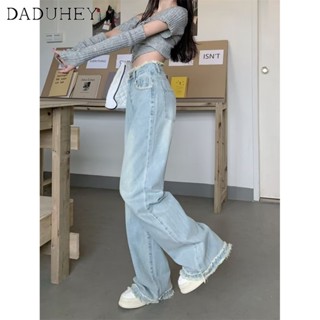 Quần jean dài DADUHEY size lớn ống rộng thoải mái cạp cao thời trang retro đường phố cao cấp kiểu Mỹ