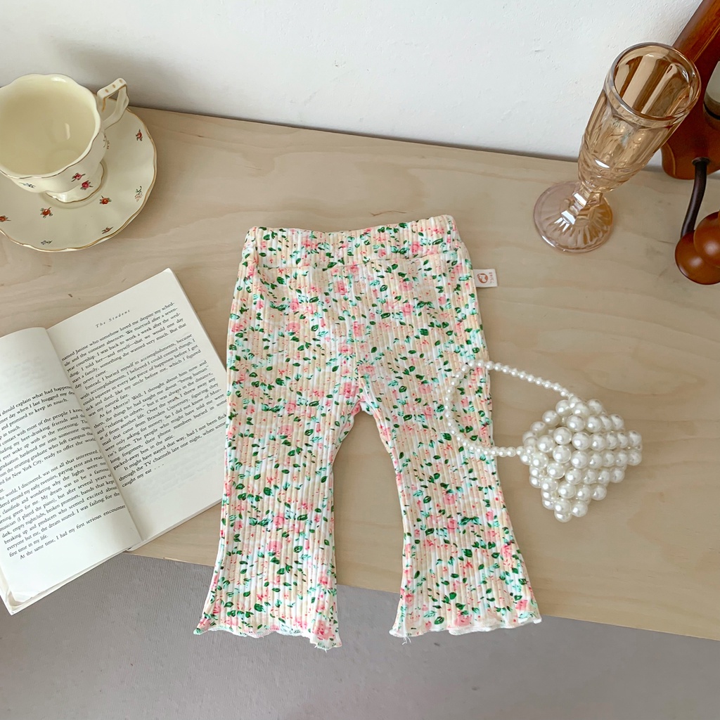 Quần legging dài in hoa xinh xắn thời trang hè cho bé gái