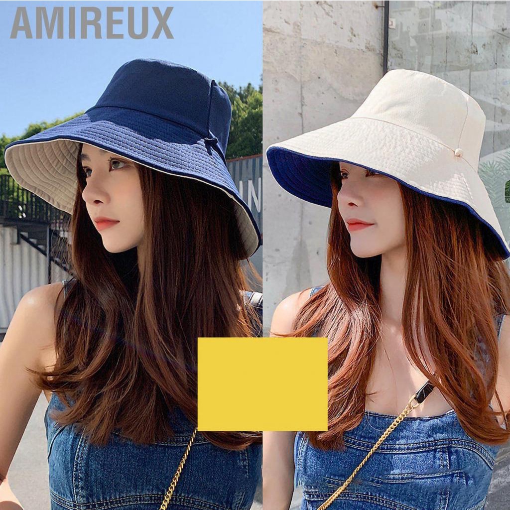 Amireux Summer Sun Hat Polyester Fishing Hiking with Wide Brim Windproof Rope for Outdoor Activities