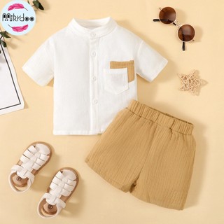 Set Đồ 2 Món Bằng Vải Trọng Lượng Nhẹ Thoáng Khí Cho Bé Trai 0-2 Tuổi