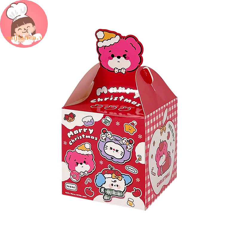 Hộp Giấy Đựng Bánh Quy / Kẹo / Quà Giáng Sinh Di Động In Họa Tiết Hoạt Hình yanca