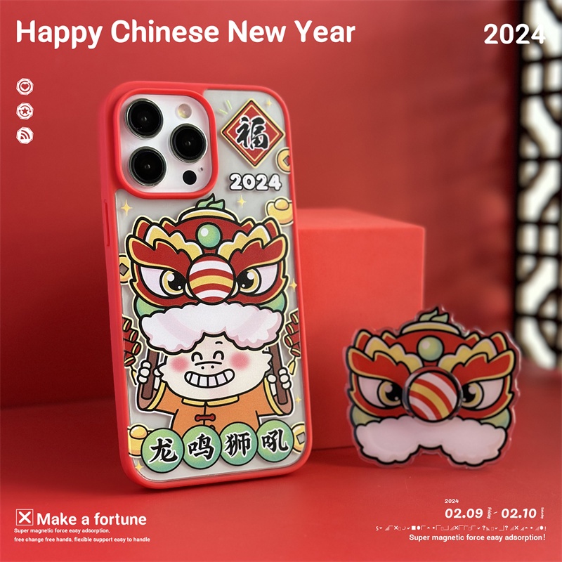 Ốp Điện Thoại Họa Tiết Sư Tử Bắt Mắt Cho iphone 15 14 pro max 13 12 pro 11pro max Giá Đỡ