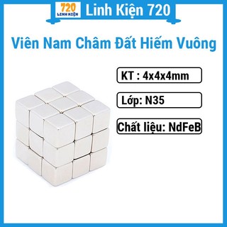 Bộ 10 viên nam châm đất hiếm vuông 4x4x4mm từ tính siêu mạnh