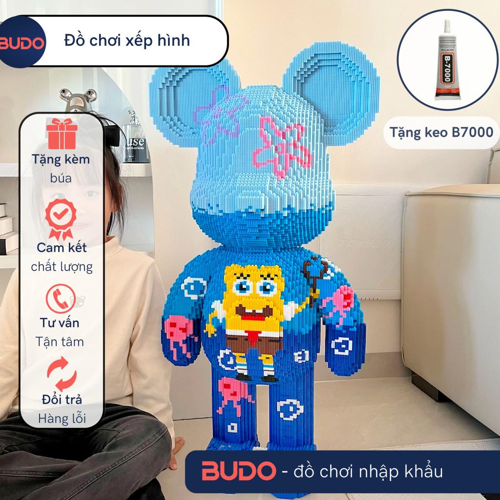 [ BÚA + KEO ] Đồ Chơi Lắp Ráp Mô Hình Bearbrick Supreme Bọt Biển Đại Dương Xanh cỡ lớn 1m, LV, gu cci lego 1m