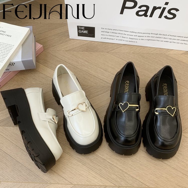 FEIJIANU  Dép Nữ giày búp bê nữ Giày Mary Jane Lolita đế cao 5cm Giày Cho Nữ Thời trang Cổ điển FLF23C02DV 49Z231204