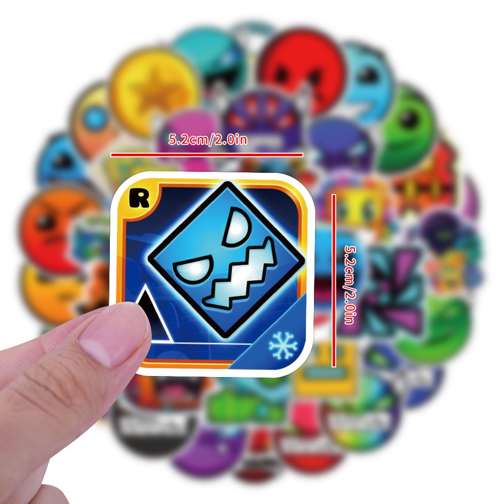 J· Hình Dán Chống Nước Geometry Dash Trò Chơi Điện Tử Mũ Bảo Hiểm Máy Tính Xách Tay Hành Lý Dán Thiết Lập, 50 tờ