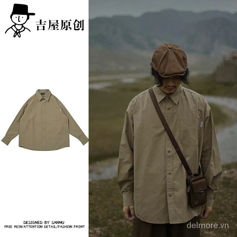 Áo Khoác Vest Không Tay Dáng Rộng Phối Túi Lớn Phong Cách retro Nhật Bản Cho Nam Giới