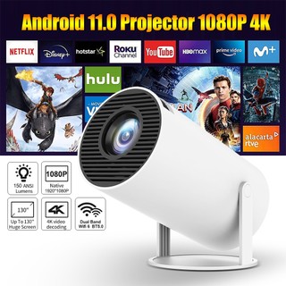 Máy chiếu mini HY300 Full HD android 11.0 độ sáng 8000 lumens Bluetooth 5.0 ít tiếng ồn bảo hành 5 năm máy chiếu phim