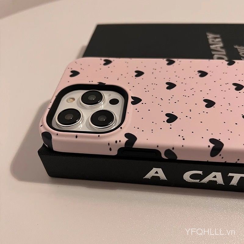 Ốp Điện Thoại Hai Lớp Họa Tiết Trái Tim Cho iphone11 12 13 14 15 12promax 13promax 14pro 14promax x xs xr ichz