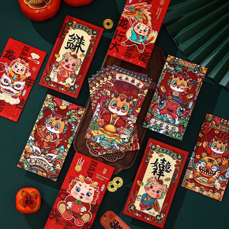 Set 6 Bao Lì Xì Đỏ May Mắn 2024 Cho Năm Mới